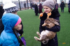 В селе Павлодарском юным умельцам вручили кроликов