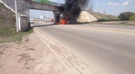 Водитель Mercedes сгорел заживо в авто на трасcе Караганда - Темиртау
