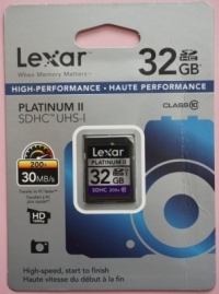 Продам карту памяти SD Lexar Platinum II 32 GB, SDHC, Class 10, UHS-I, 200х