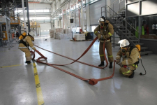 Павлодарские спасатели отработали тактику тушения пожара на заводе Нефтехим LTD