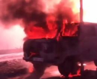 На проезжей части в Павлодаре сгорел УАЗ