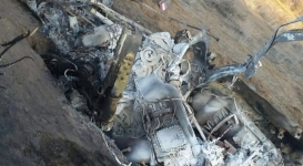 Появились кадры с места крушения вертолета в Жамбылской области
