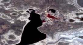 Пользователь нашел в Атырауской области "кровавое озеро"