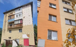 В Павлодаре обновили фасад пятиэтажки, с которого отваливалась облицовка